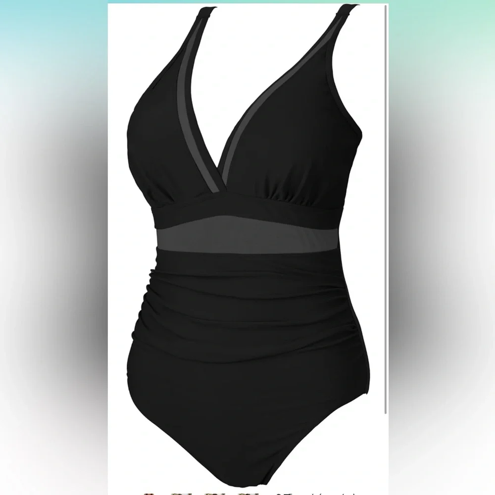 Cupshe Womens One Piece Swimsuits Tummy Control Bathing Suits Mesh Swim Suits - Picture 6 of 8